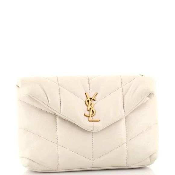 Saint Laurent LouLou Puffer Shoulder Bag Quilted Leather Mini Neutral - Picture 3 of 8